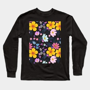 Colorful and Pretty Flower Design Pattern Long Sleeve T-Shirt